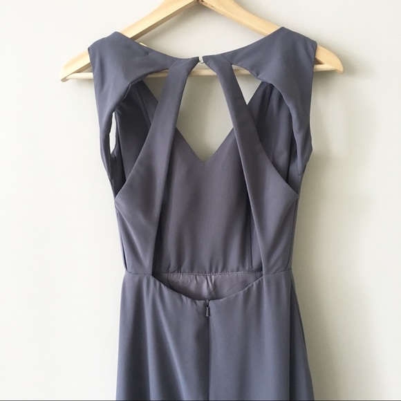 Hayley Paige GREY Cut-out-back Long Formal Dress - Picture 4 of 8